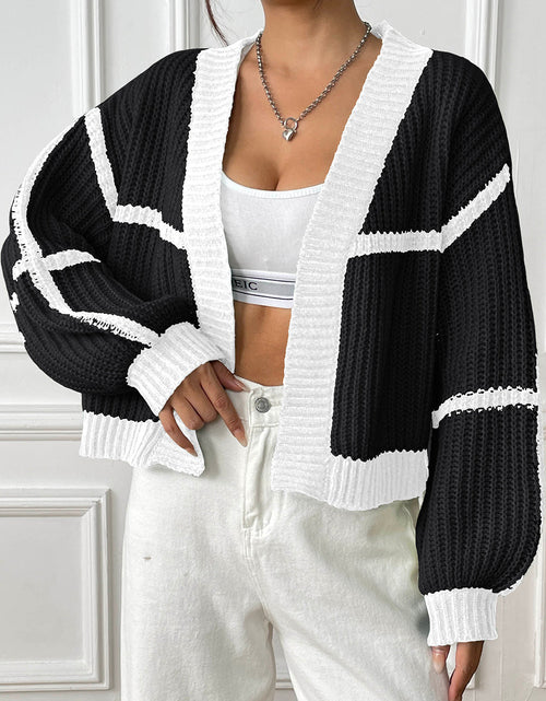 Load image into Gallery viewer, Contrast Open Front Long Sleeve Cardigan
