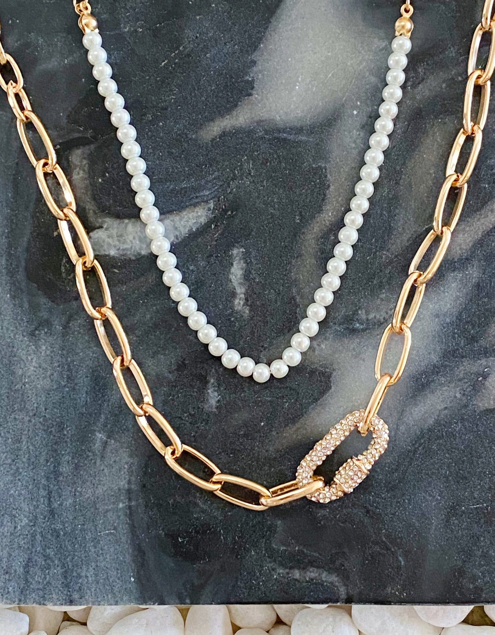 Classic Duo Layered Pearl Necklace Set by Ellisonyoung.com