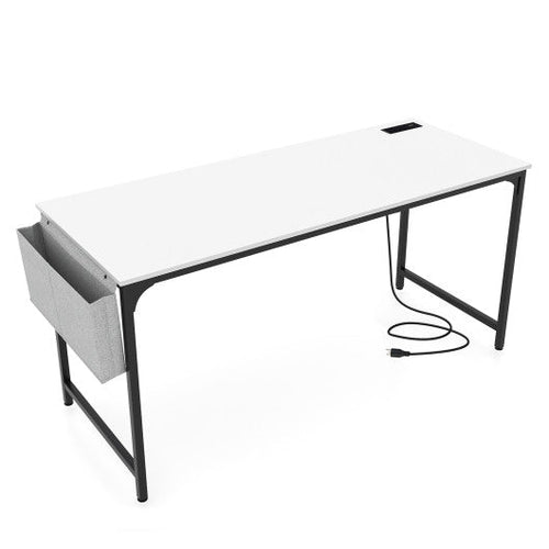 Load image into Gallery viewer, 60 Inch Computer Desk with Charging Station Storage Bag-White
