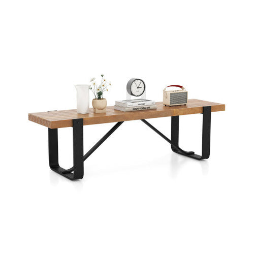 Load image into Gallery viewer, 60 Inch Entryway Bench Rustic Farmhouse Wooden Shoe Rack with Metal Frame-Natural
