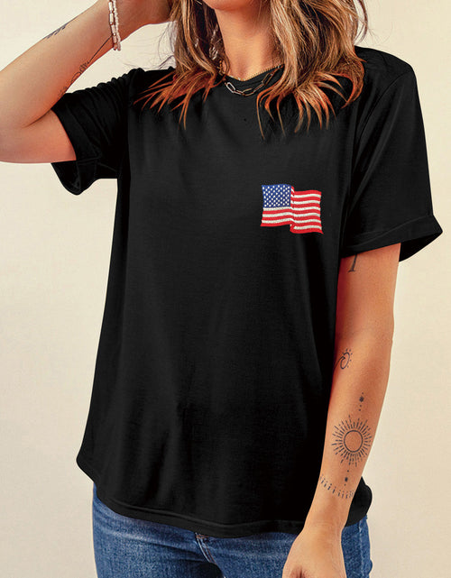 Load image into Gallery viewer, US Flag Round Neck Short Sleeve T-Shirt
