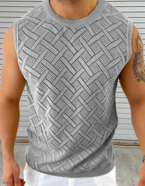 Load image into Gallery viewer, Men's Round Neck Sleeveless Eyelet Knit Top

