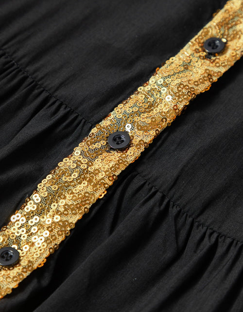 Load image into Gallery viewer, Sequin Half Button Short Sleeve Dress

