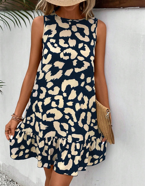Load image into Gallery viewer, Tied Leopard Round Neck Tank Dress
