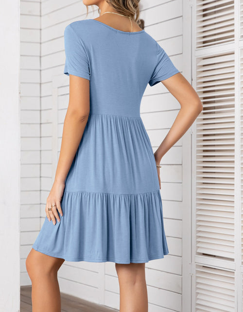 Load image into Gallery viewer, Round Neck Short Sleeve Mini Tee Dress
