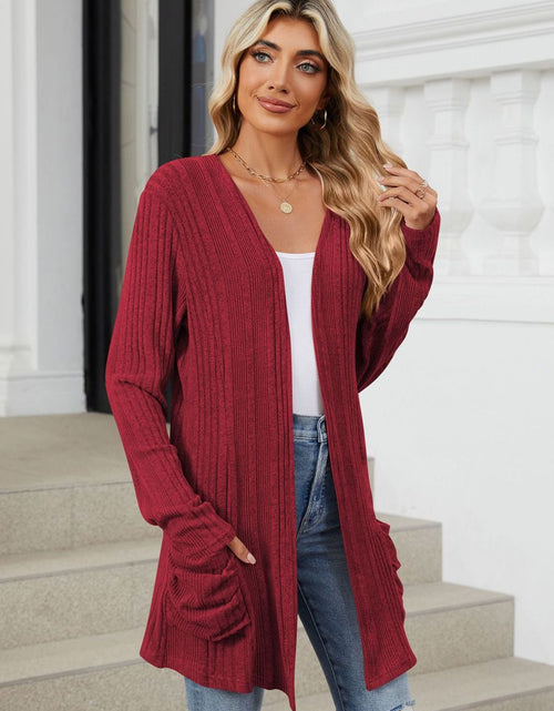 Load image into Gallery viewer, Pocketed Open Front Long Sleeve Cardigan
