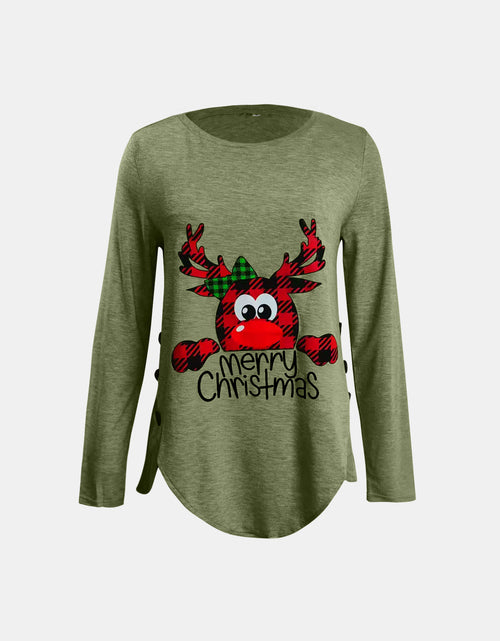 Load image into Gallery viewer, Full Size Reindeer Round Neck Long Sleeve T-Shirt
