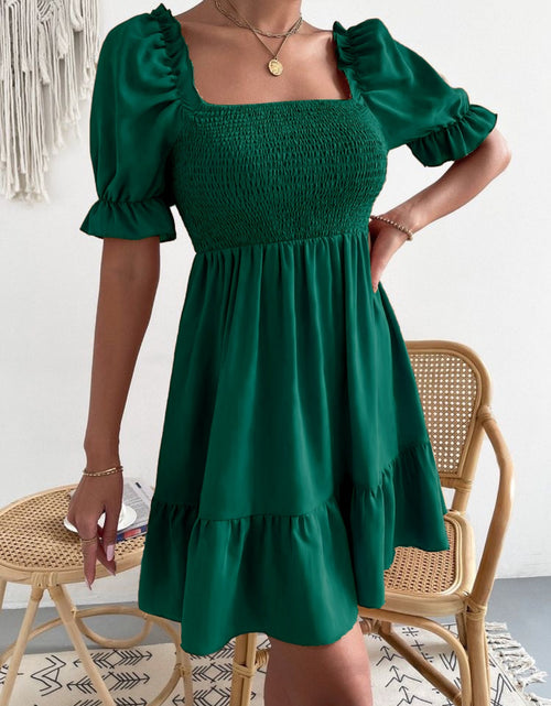 Load image into Gallery viewer, Smocked Square Neck Short Sleeve Dress
