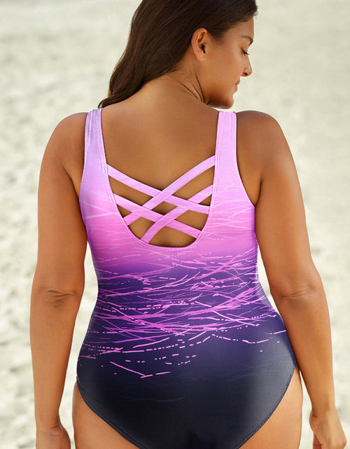 Load image into Gallery viewer, Full Size Tie-Dye Crisscross Back One-Piece Swimsuit
