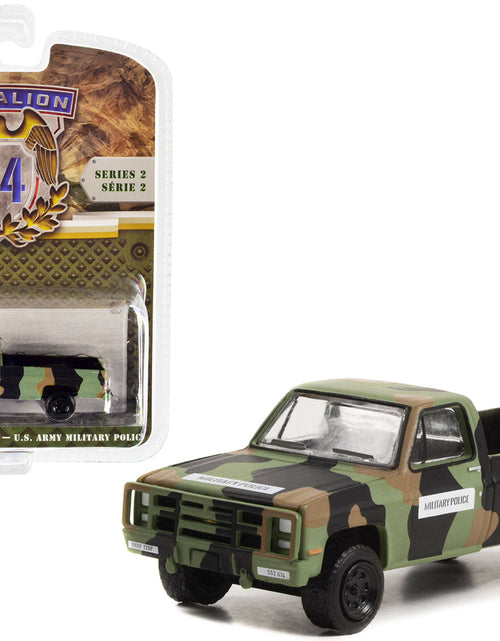 Load image into Gallery viewer, 1985 Chevrolet M1008 CUCV Pickup Truck Camouflage "U.S. Army Military Police" "Battalion 64" Release 2 1/64 Diecast Model Car by Greenlight
