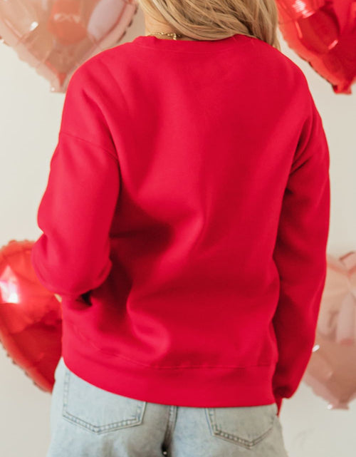 Load image into Gallery viewer, Valentine’s Day XOXO Round Neck Drop Shoulder Sweatshirt
