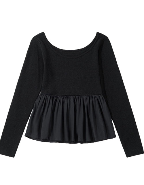 Load image into Gallery viewer, Peplum Scoop Neck Long Sleeve T-Shirt
