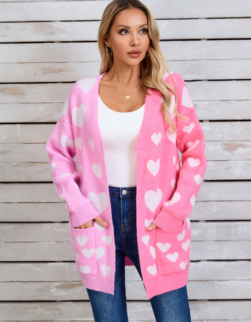 Load image into Gallery viewer, Angel Wings Heart Open Front Long Sleeve Cardigan
