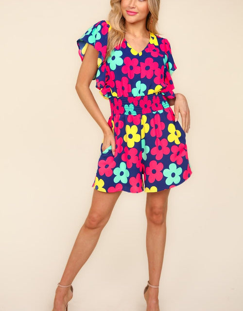 Load image into Gallery viewer, Haptics Floral Smocked Waist Romper with Side Pockets

