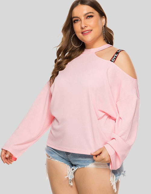 Load image into Gallery viewer, Plus Size Cold-Shoulder Round Neck Blouse
