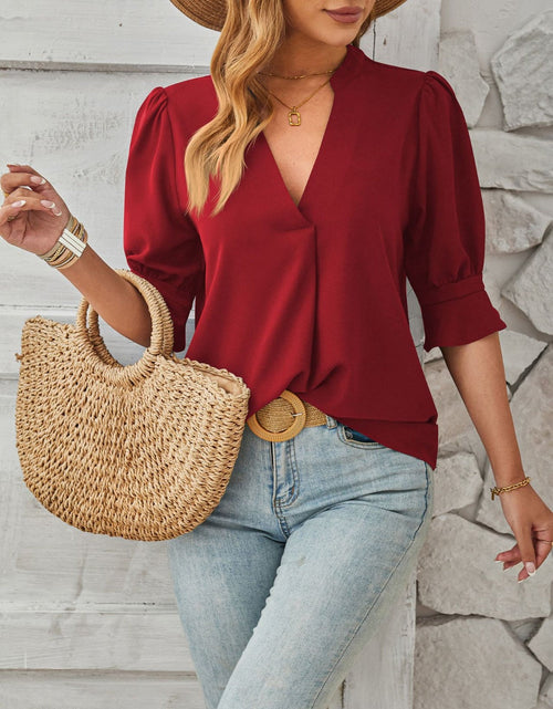 Load image into Gallery viewer, Notched Half Sleeve T-Shirt
