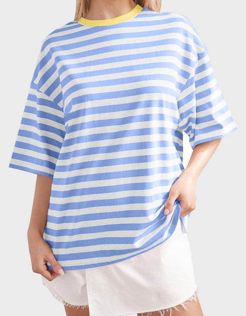 Load image into Gallery viewer, Striped Round Neck Half Sleeve T-Shirt
