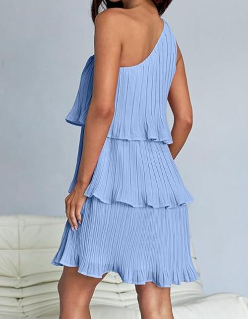Load image into Gallery viewer, Layered Single Shoulder Mini Dress
