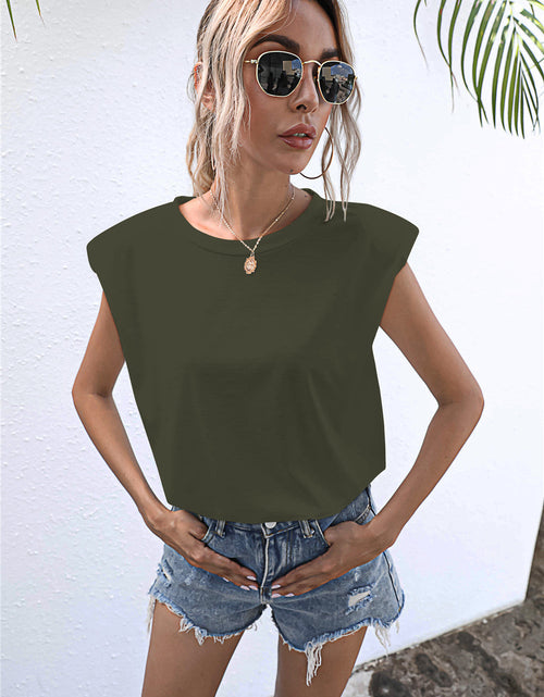 Load image into Gallery viewer, Round Neck Cap Sleeve Tee
