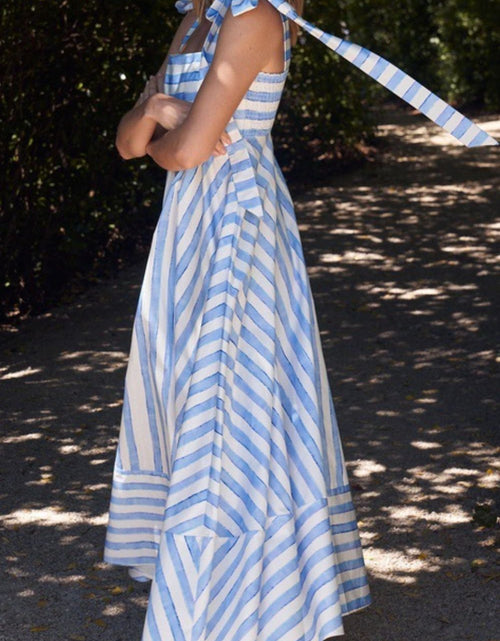 Load image into Gallery viewer, Striped Square Neck Wide Strap Dress
