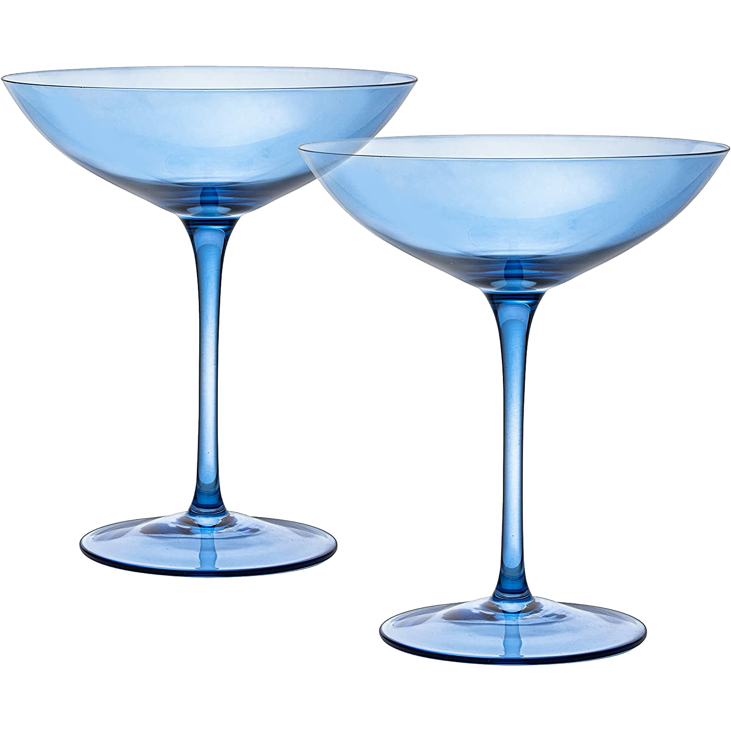 Champagne Coupes 12oz by The Wine Savant - Colorful Champagne Glasses, Prosecco, Mimosa Glasses Set, Cocktail Glass Set, Bar Glassware Luster Glasses (2, Cobalt Blue) by The Wine Savant
