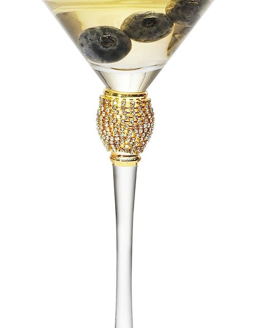 Load image into Gallery viewer, Diamond Collection 2 Piece Stemmed Martini Set - Rhinestone For Drinking Martinis, Manhattans, Vodka, Gin, Cocktails Gold Accent Cocktail Glasses, Perfect For Any Bar or Party 10oz - Swarovski Style by The Wine Savant
