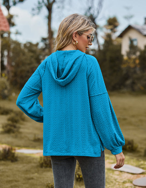 Load image into Gallery viewer, Cable-Knit Dropped Shoulder Hoodie
