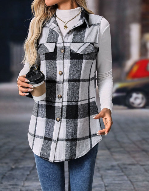 Load image into Gallery viewer, Plaid Button Up Vest Coat
