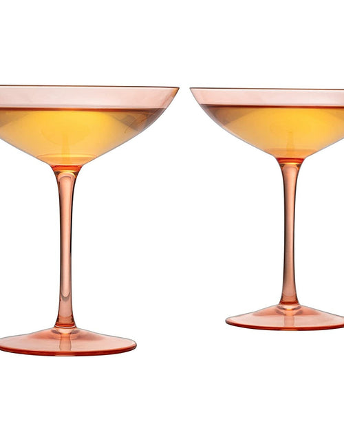 Load image into Gallery viewer, The Wine Savant Champagne Coupes 12oz Colorful Champagne Glasses, Prosecco, Mimosa Glasses Set, Cocktail Glass Set, Bar Glassware Luster Glasses (2, Orange) by The Wine Savant
