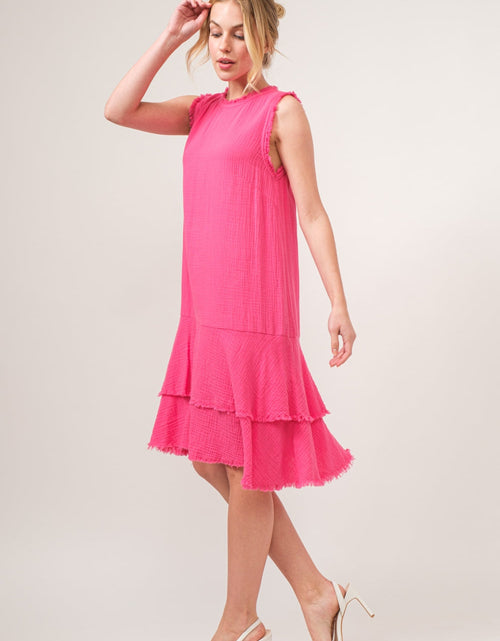 Load image into Gallery viewer, And The Why Washed Fringe Detail Tiered Dress
