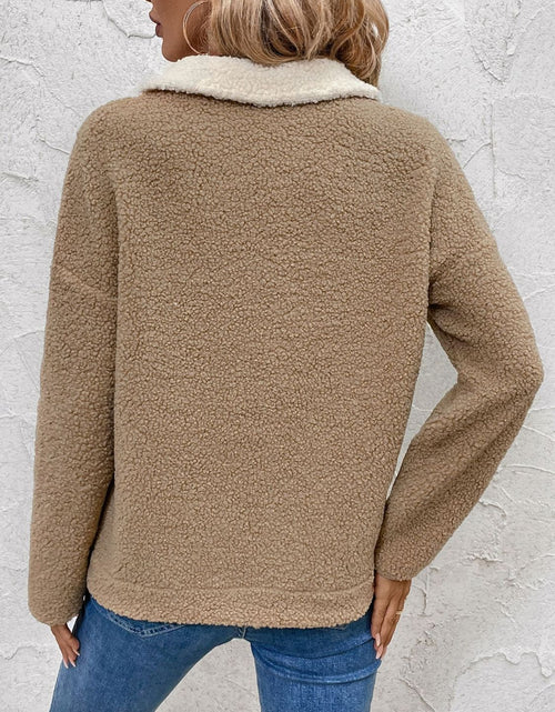 Load image into Gallery viewer, Perfee Contrast Half Zip Long Sleeve Sweatshirt
