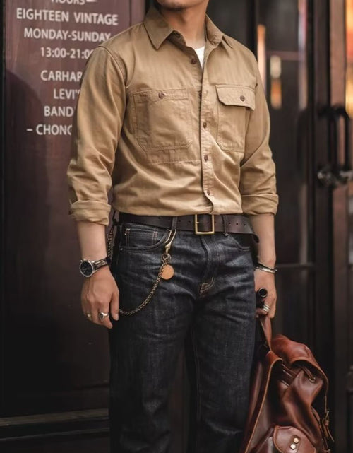 Load image into Gallery viewer, Men's Button Down Long Sleeve Shirt with Chest Pockets
