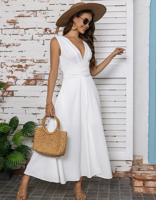 Load image into Gallery viewer, Full Size Slit V-Neck Sleeveless Midi Dress
