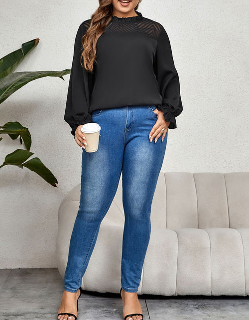 Load image into Gallery viewer, Honey Plus Size Round Neck Flounce Sleeve Blouse
