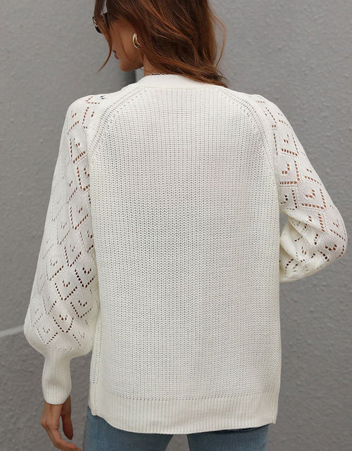 Load image into Gallery viewer, Rib-Knit Plunge Raglan Sleeve Cardigan
