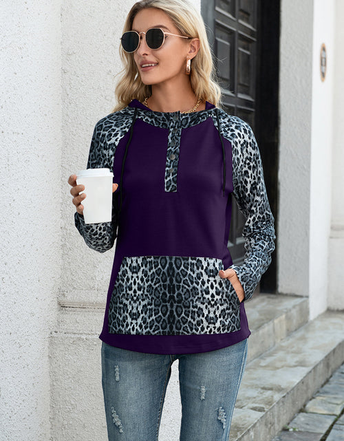 Load image into Gallery viewer, Ivy Lane Leopard Raglan Sleeve Hoodie
