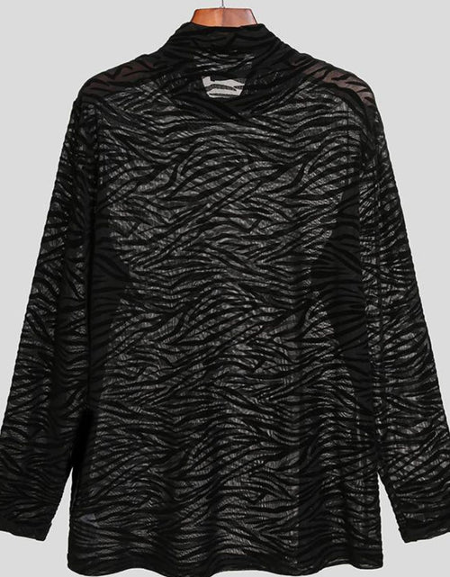 Load image into Gallery viewer, Men's Zebra Print Mock Neck Long Sleeve Mesh Top
