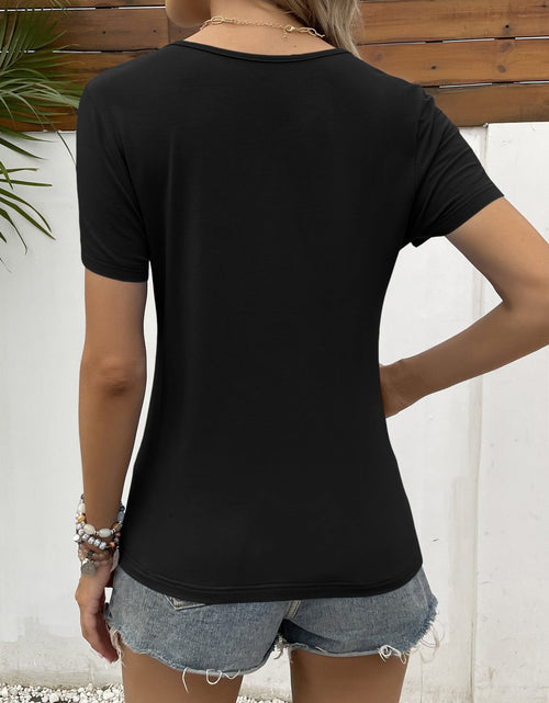 Load image into Gallery viewer, Ivy Lane Lace Trim V-Neck Short Sleeve Blouse
