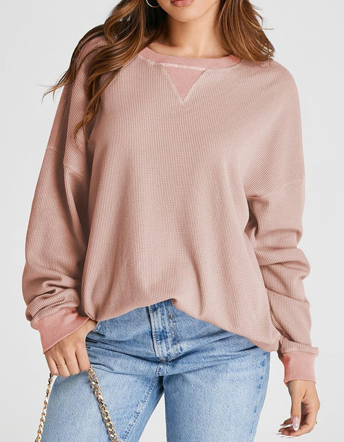 Load image into Gallery viewer, Waffle Knit Round Neck Long Sleeve T-Shirt
