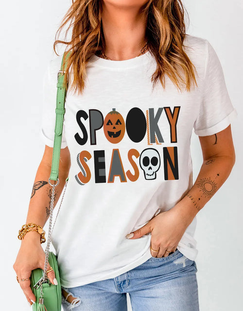 Load image into Gallery viewer, Letter Graphic Round Neck Short Sleeve T-Shirt
