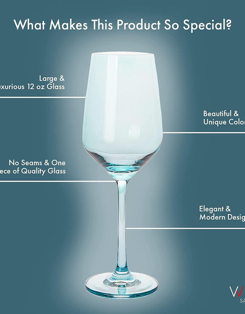 Load image into Gallery viewer, Make Your Own Set Wine Glass SINGLE, Muted Blue Colored Large 12 oz Glass, Unique Italian Style Tall for White &amp; Red Wine, Mothers Day Gift, Set of 1 Beautiful Glassware (Midnight Blue) by The Wine Savant
