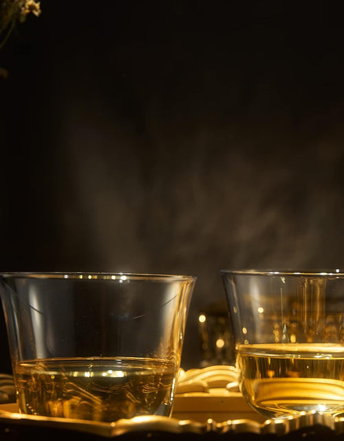 Load image into Gallery viewer, Vintage Crystal Lowball Tumbler Glasses, Set of 2, Clear Radiance - Spirits, Whiskey, Old Fashioned, Cocktails - Hand Blown Classy Glass -Timeless Art Deco Design - Durable Barware, Home Bar (5 OZ) by The Wine Savant
