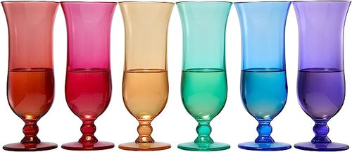 Load image into Gallery viewer, Unbreakable Color Hurricane Glasses | Set of 6 | 100% Tritan Drinkware, 14 oz Acrylic Dishwasher Safe Shatterproof BPA-free plastic, Reusable Pina Colada, Cocktail Margarita Tropical Party Drinkware by The Wine Savant
