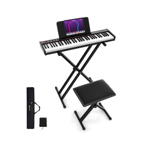 Load image into Gallery viewer, 61-Key Portable Electronic Keyboard Piano Complete Digital Piano Set with Stand and Stool
