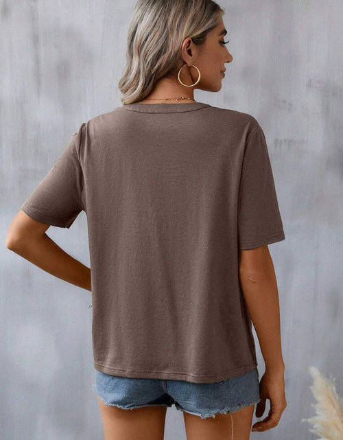 Load image into Gallery viewer, Embroidered Notched Short Sleeve T-Shirt
