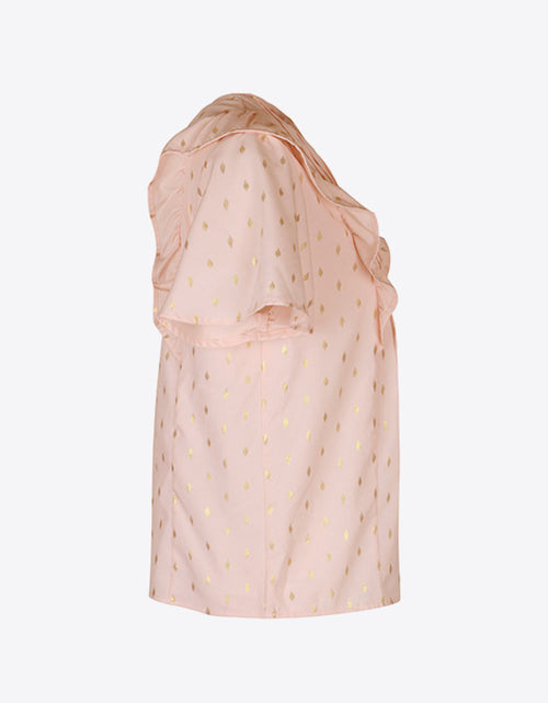 Load image into Gallery viewer, Perfee Printed Ruffle Trim Pleated Detail Blouse
