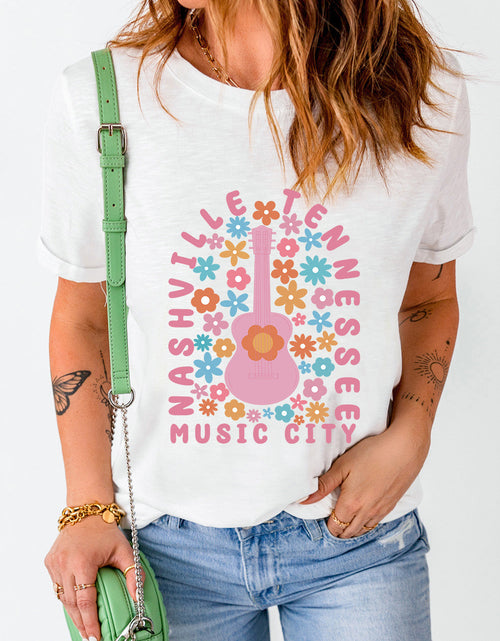 Load image into Gallery viewer, Graphic Round Neck Short Sleeve T-Shirt
