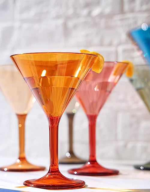 Load image into Gallery viewer, Unbreakable Pastel Color Acrylic Martini Glasses | Set of 6 | European Style Cocktail Cups 100% Tritan Drinkware, 5 oz Dishwasher Safe BPA-free plastic, For Wedding, Poolside Indoors &amp; Outdoors by The Wine Savant
