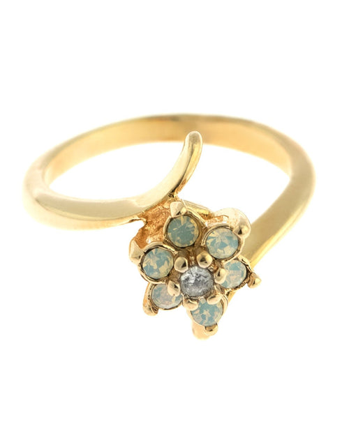 Load image into Gallery viewer, Vintage 1970's Amethyst Crystal and Genuine Pinfire Opal Ring 18kt Yellow Gold Electroplated Ring by PVD Vintage Jewelry
