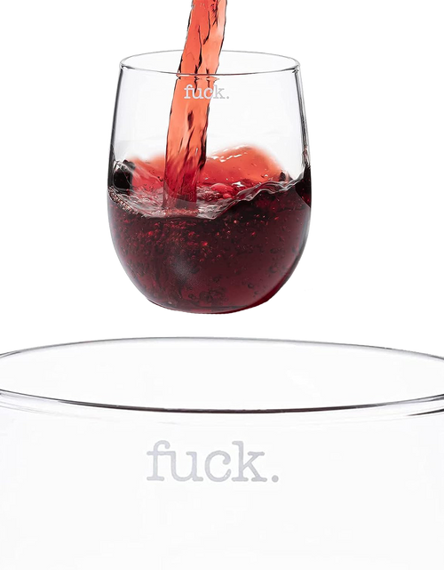Load image into Gallery viewer, F*CK Wine Glass Single Set, Large 11 oz Glasses, Fuck Fucking Glass Unique Italian Style Tall Stemless for White &amp; Red Wine, Water, Novelty Tumbler, Gifts, Comedy Beautiful Glassware (Stemless) by The Wine Savant
